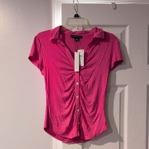 Sanctuary Pink Ruched Button Down Shirt